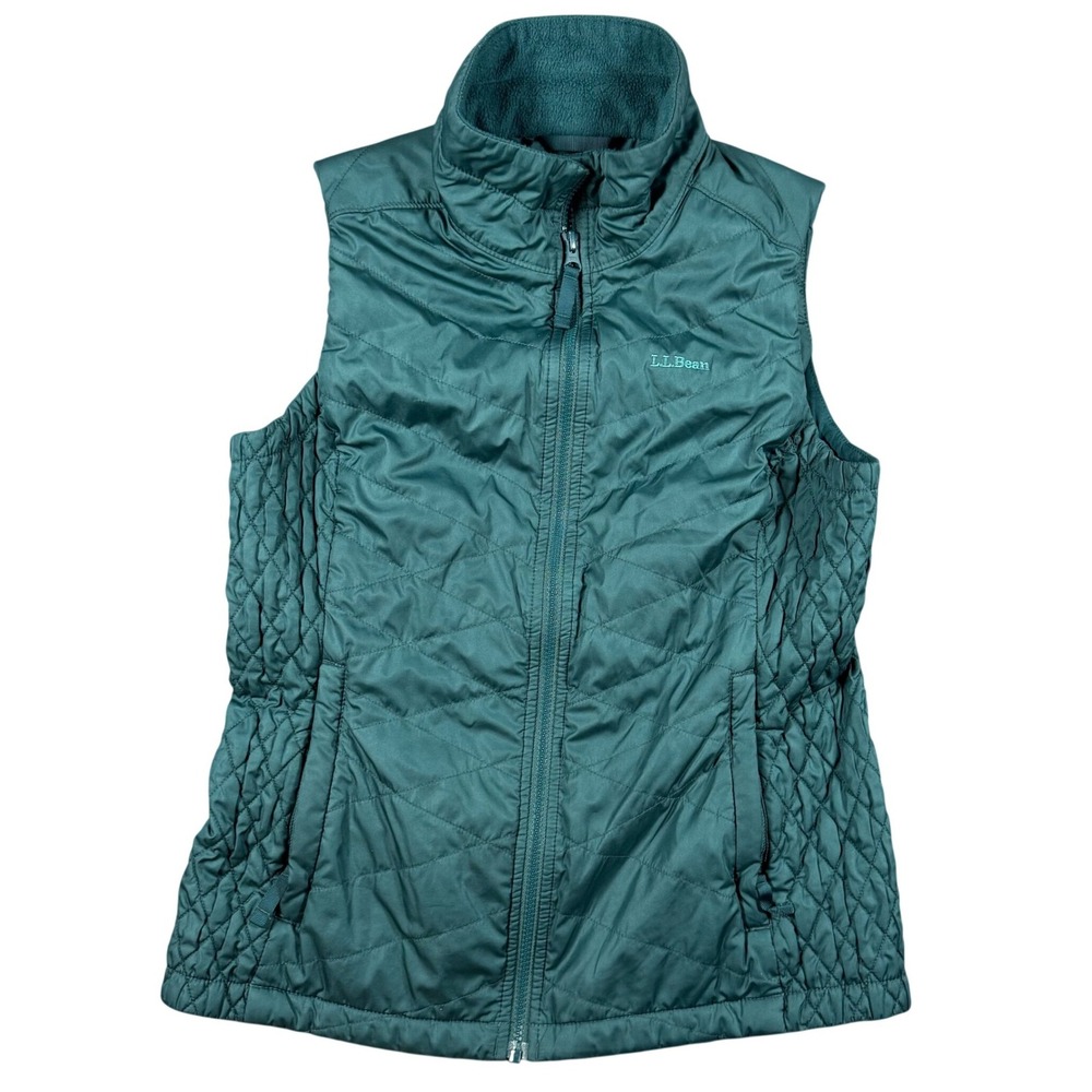 LL Bean Vest Womens S Small Teal PrimaLoft‎ Packaway Quilted Full Zip Hiking